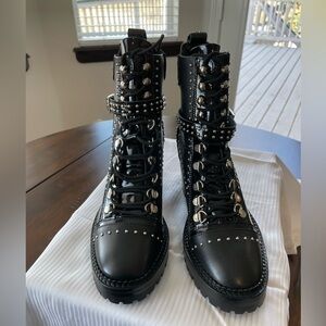 The Kooples. Studded accents leather combat boots. NWOT. Black. Never worn!